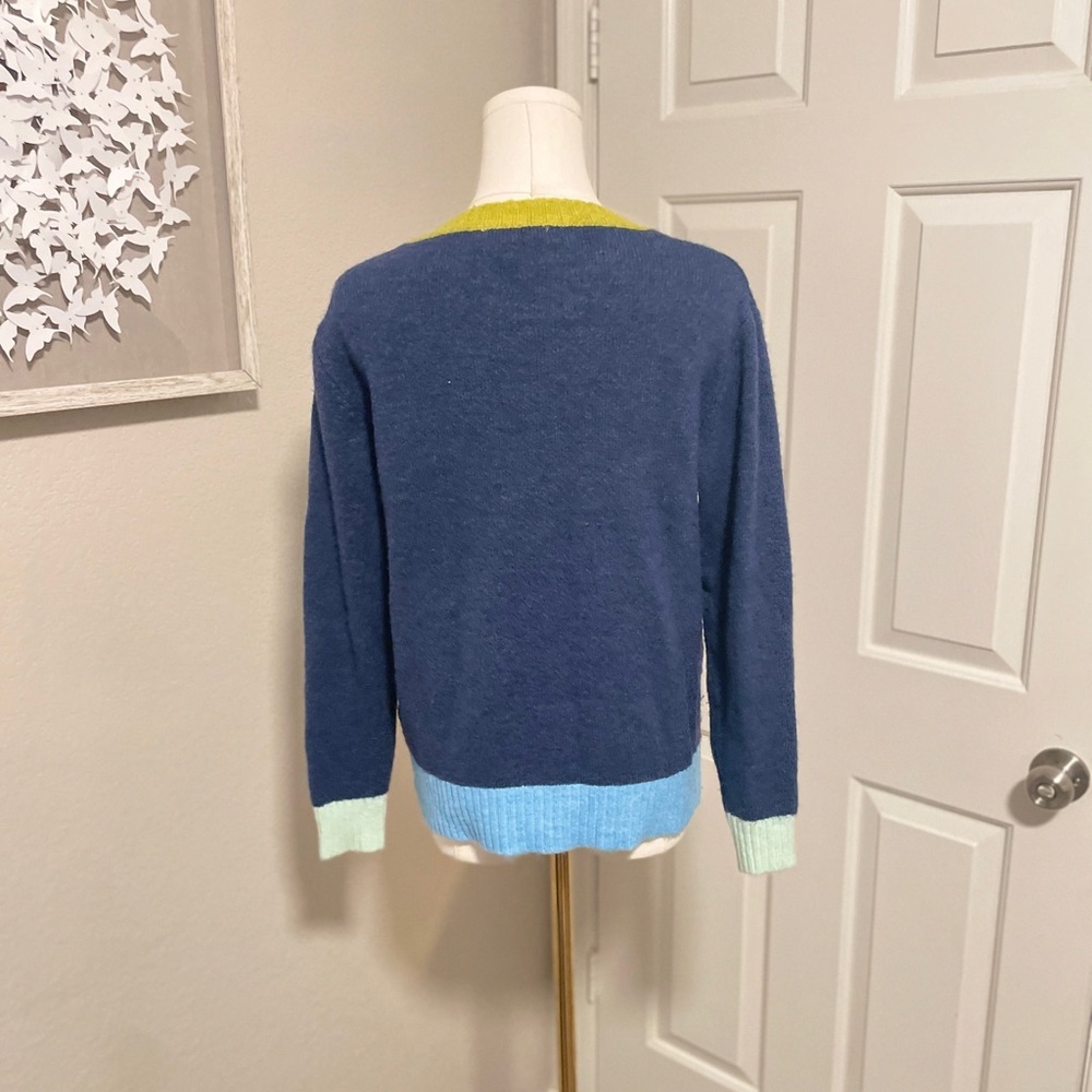 Dr. Bloom Navy and Lime Colorblock Sweater - Picture 4 of 4